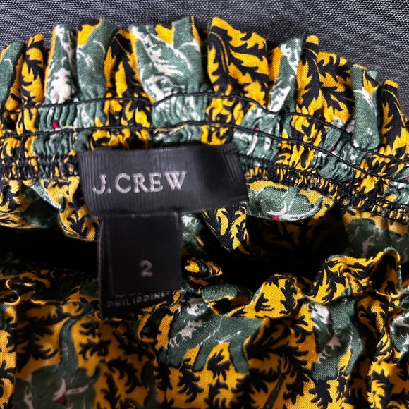 J. Crew Off-Shoulder Blouse - Green elephants and Yellow print - Picture 2 of 5